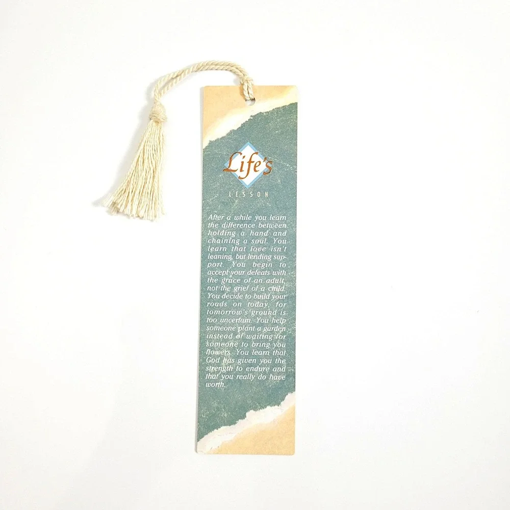 Vintage 90s Life's Lesson Bookmark cream tassel Inspirations 1993 Artworks PT101